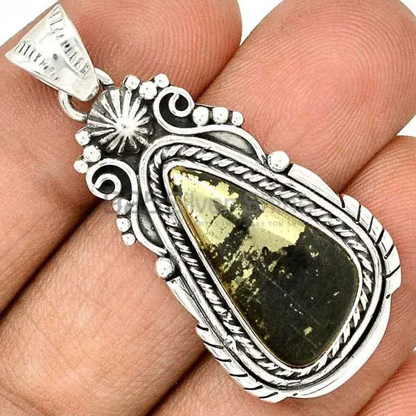 Pyrite Magnetite Gemstone Pendants In 925 Fine Silver Jewelry 925SP43-2_1