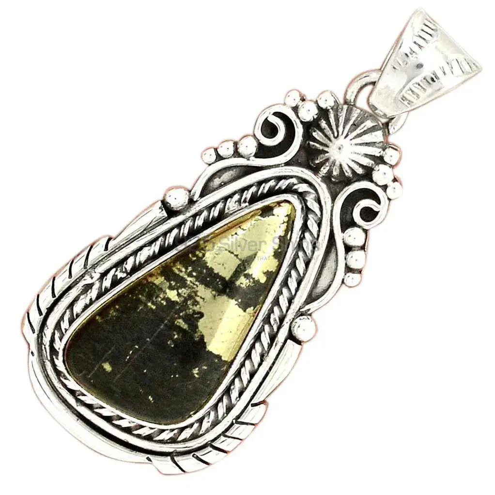 Top Quality Pyrite Magnetite Gemstone Pendants Suppliers In 925 Fine Silver Jewelry 925SP43-2_2