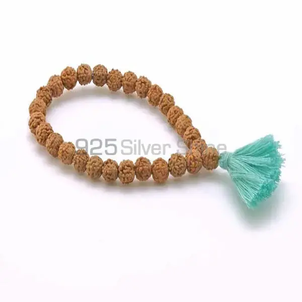 Top Quality Semi Precious Rudraksha Tassel Wrist Gemstone Beads Bracelets 925BB211