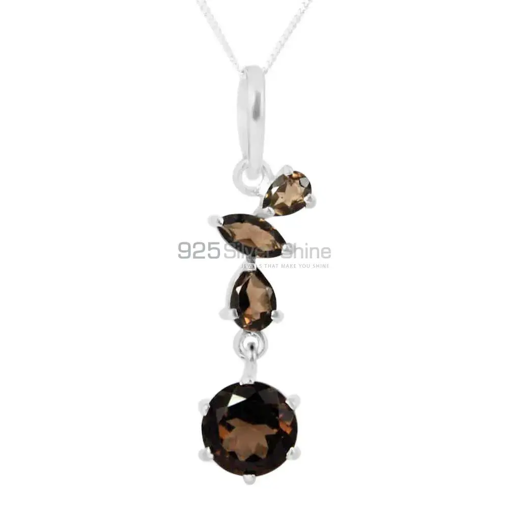 Top Quality Smokey Gemstone Handmade Pendants In 925 Sterling Silver Jewelry 925SP211-7
