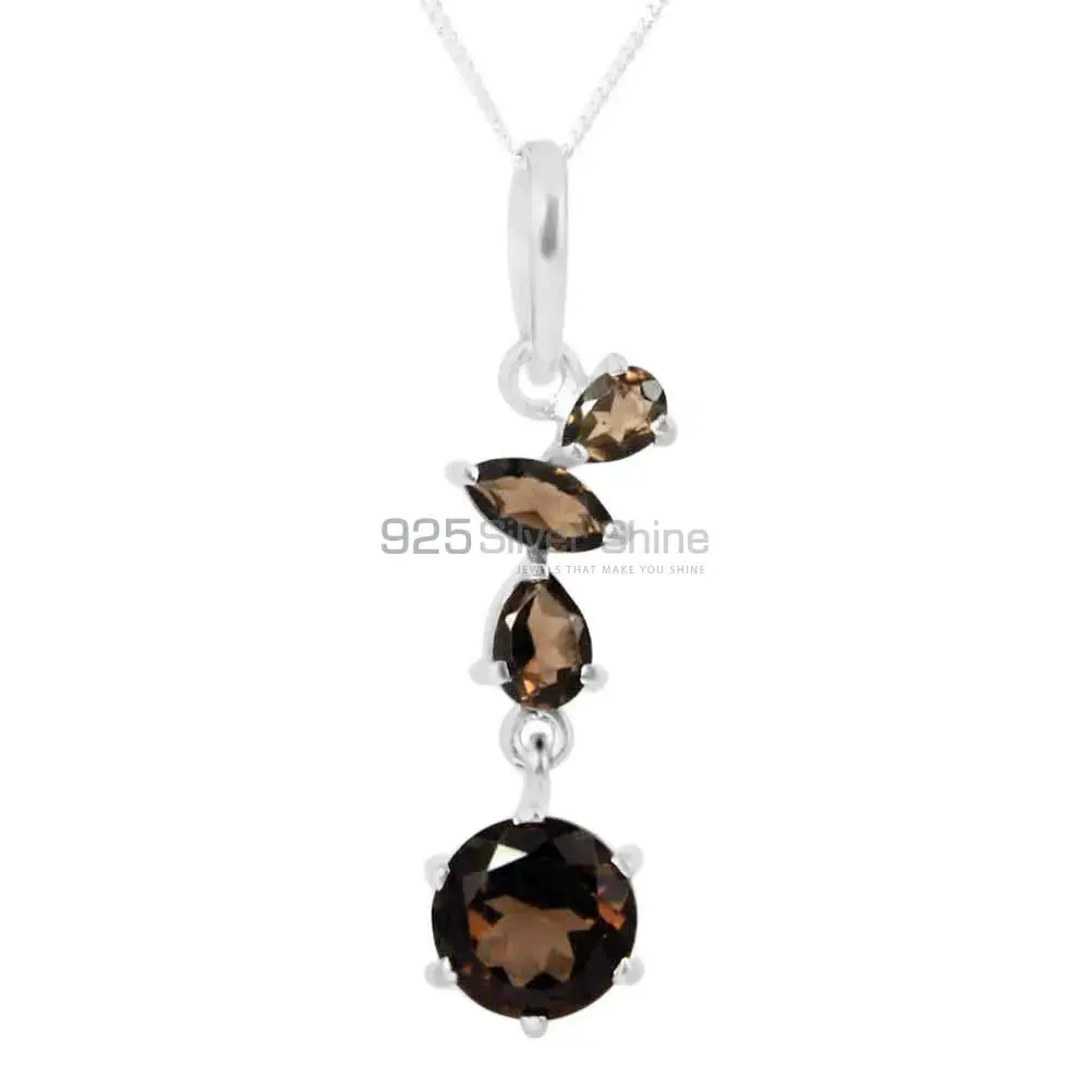 Smokey Gemstone Handmade Pendants In 925 Sterling Silver Jewelry 925SP211-7_0