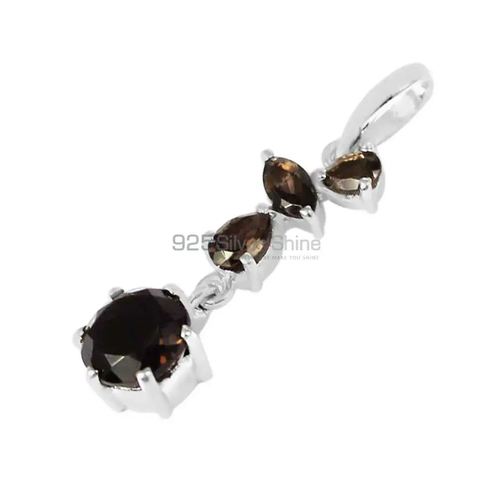 Smokey Gemstone Handmade Pendants In 925 Sterling Silver Jewelry 925SP211-7_1