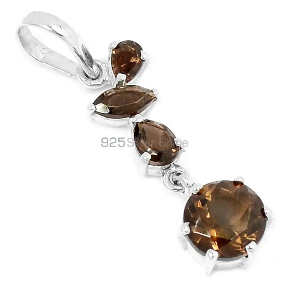 Top Quality Smokey Gemstone Handmade Pendants In 925 Sterling Silver Jewelry 925SP211-7_1