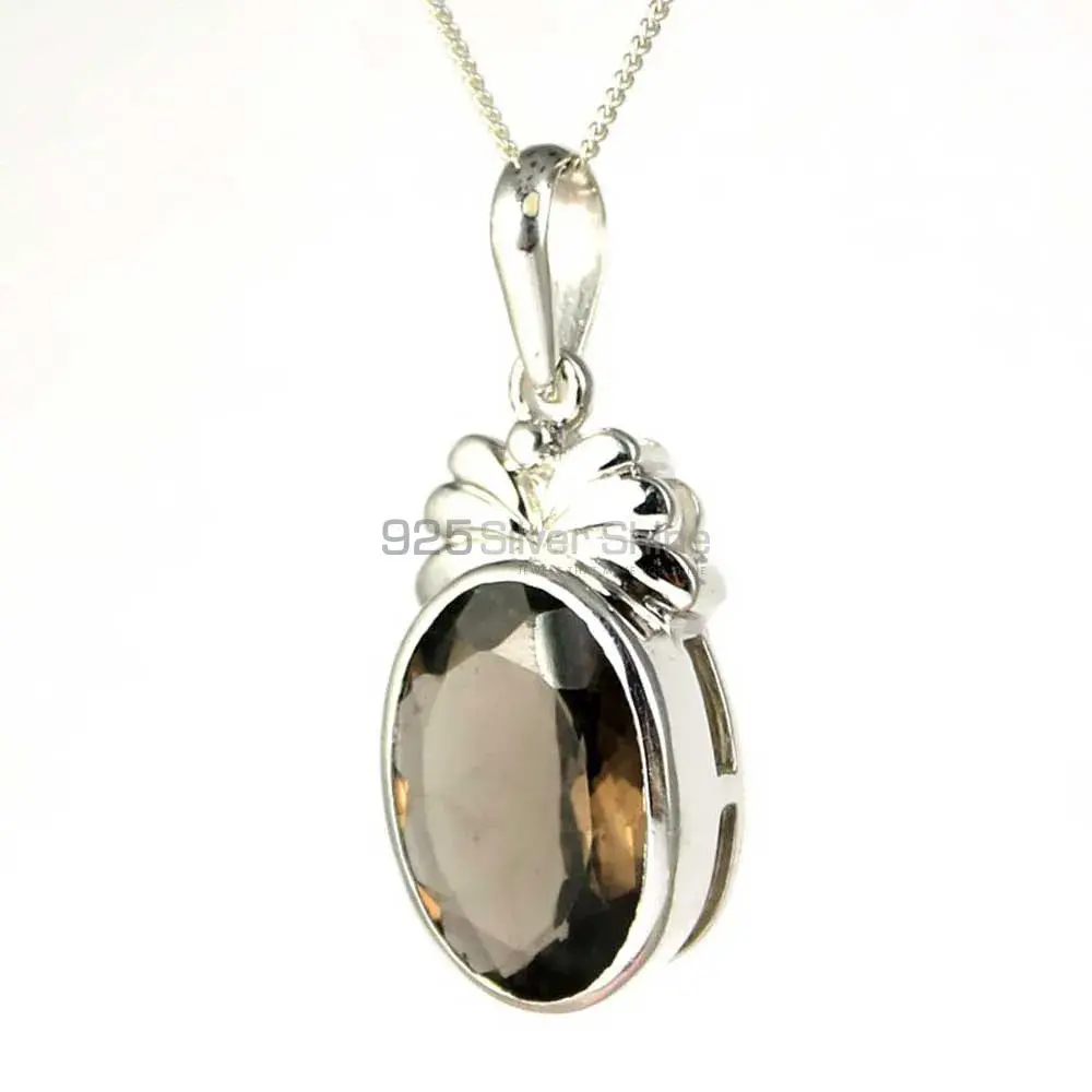 Top Quality Smokey Gemstone Pendants Suppliers In 925 Fine Silver Jewelry 925SP236-1