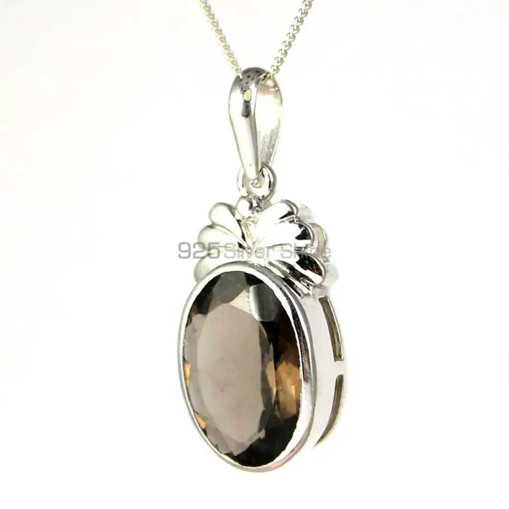 Smokey Gemstone Pendants In 925 Fine Silver Jewelry 925SP236-1_0