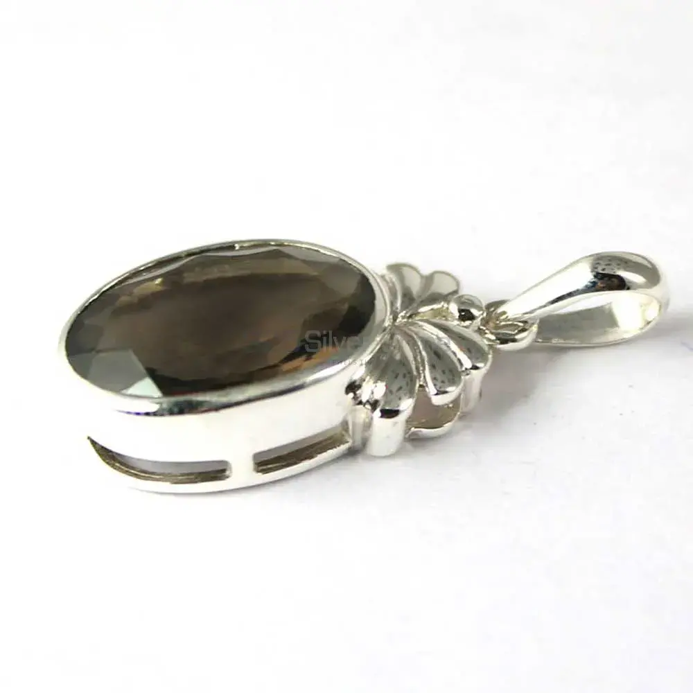 Top Quality Smokey Gemstone Pendants Suppliers In 925 Fine Silver Jewelry 925SP236-1_0