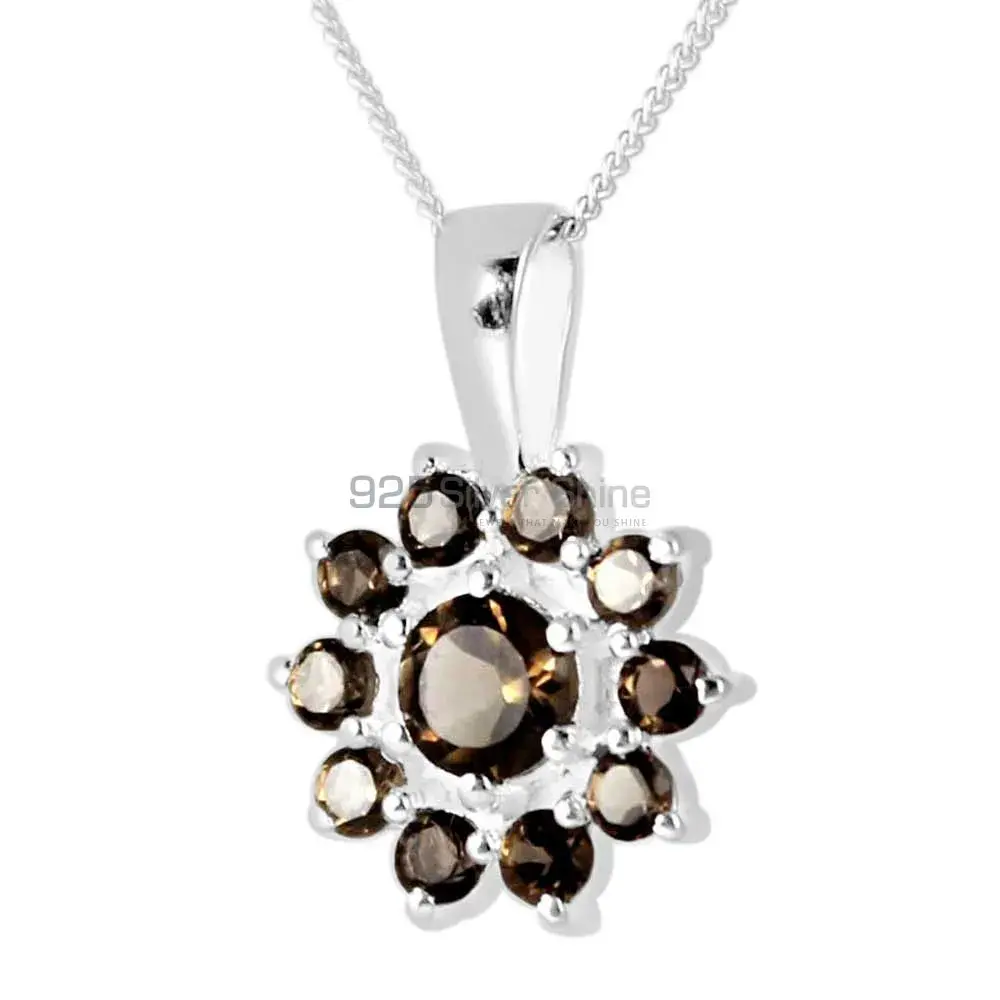 Top Quality Smokey Gemstone Pendants Wholesaler In Fine Sterling Silver Jewelry 925SP250-6