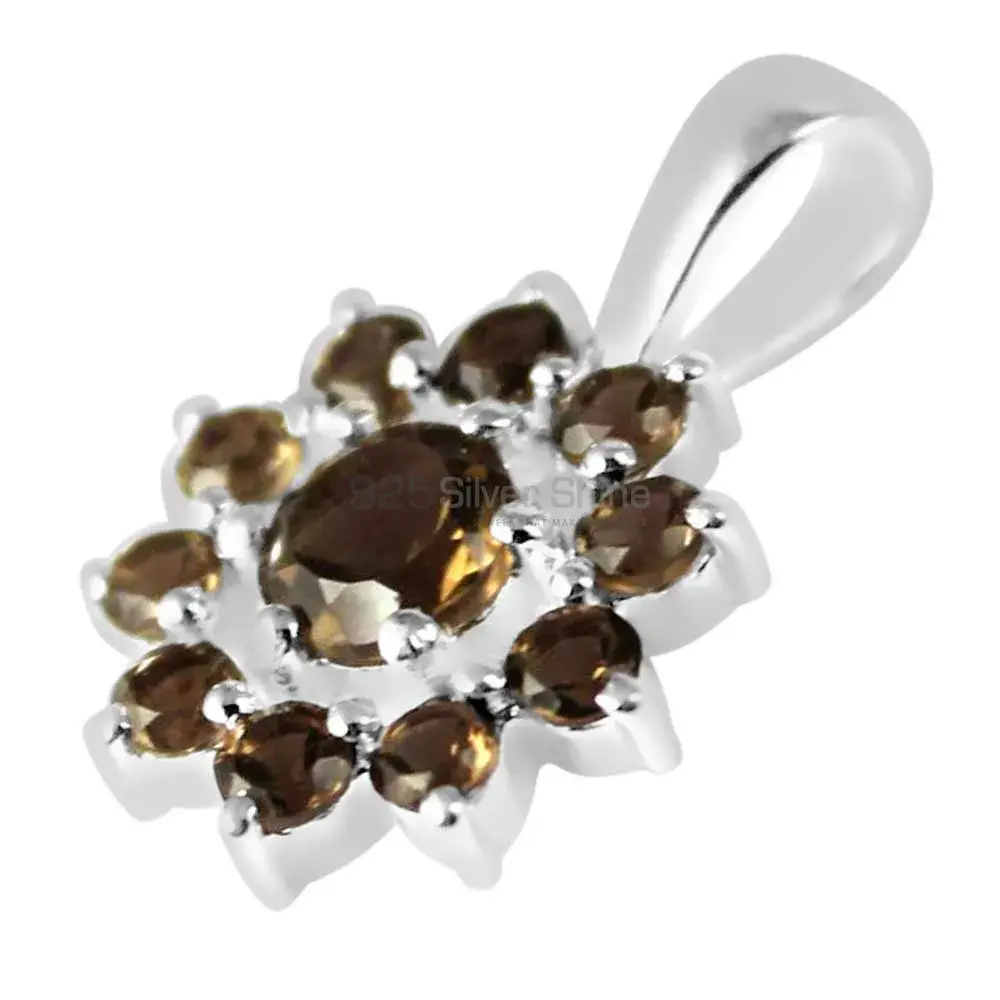 Smokey Gemstone Pendants In Fine Sterling Silver Jewelry 925SP250-6_1