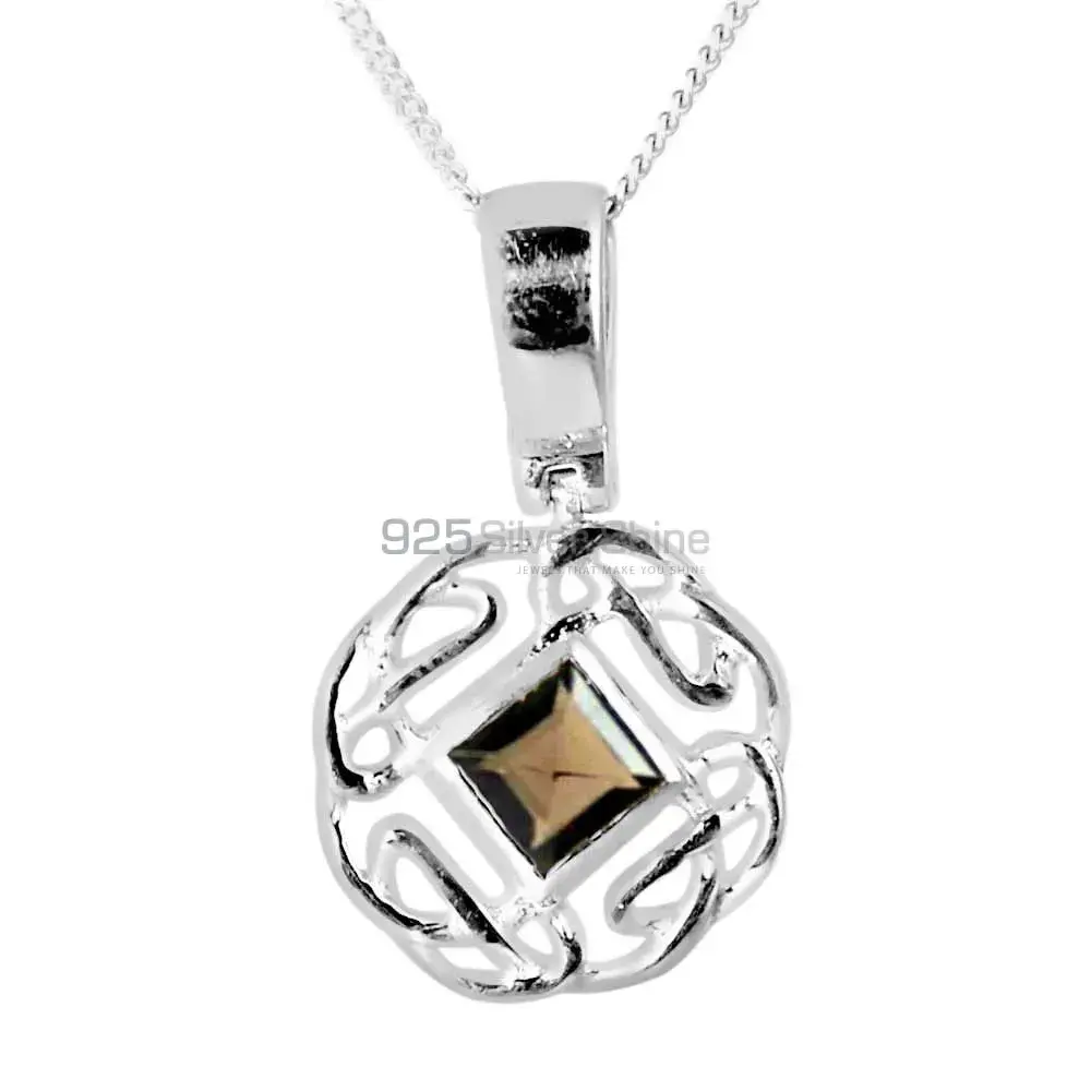 Top Quality Smokey Gemstone Pendants Wholesaler In Fine Sterling Silver Jewelry 925SP257-6