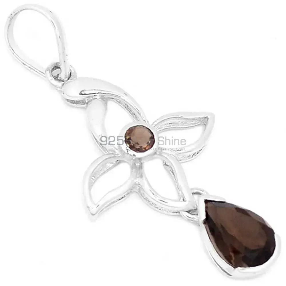 Top Quality Smokey Gemstone Pendants Wholesaler In Fine Sterling Silver Jewelry 925SP273-7