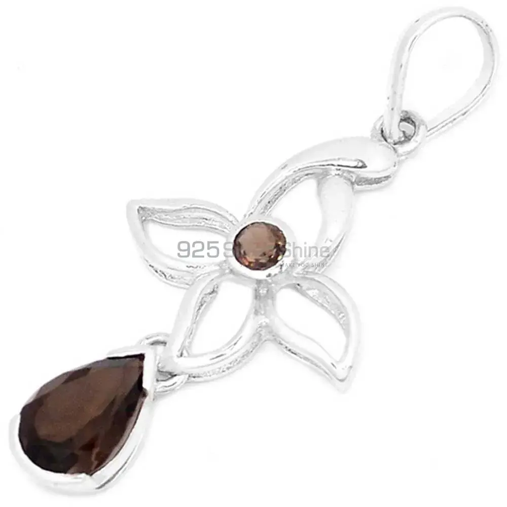 Top Quality Smokey Gemstone Pendants Wholesaler In Fine Sterling Silver Jewelry 925SP273-7_0