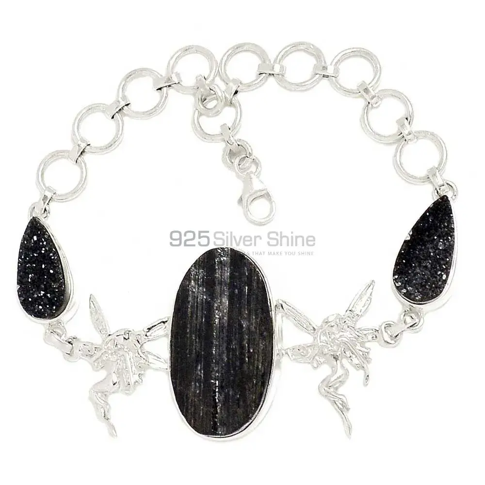 Tourmaline Rough Gemstone Handmade Bracelets In Solid Sterling Silver Jewelry 925SB299-5