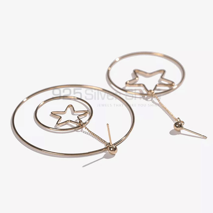Tow Circle And One Star Minimalist Stud Earring In 925 Silver STME490