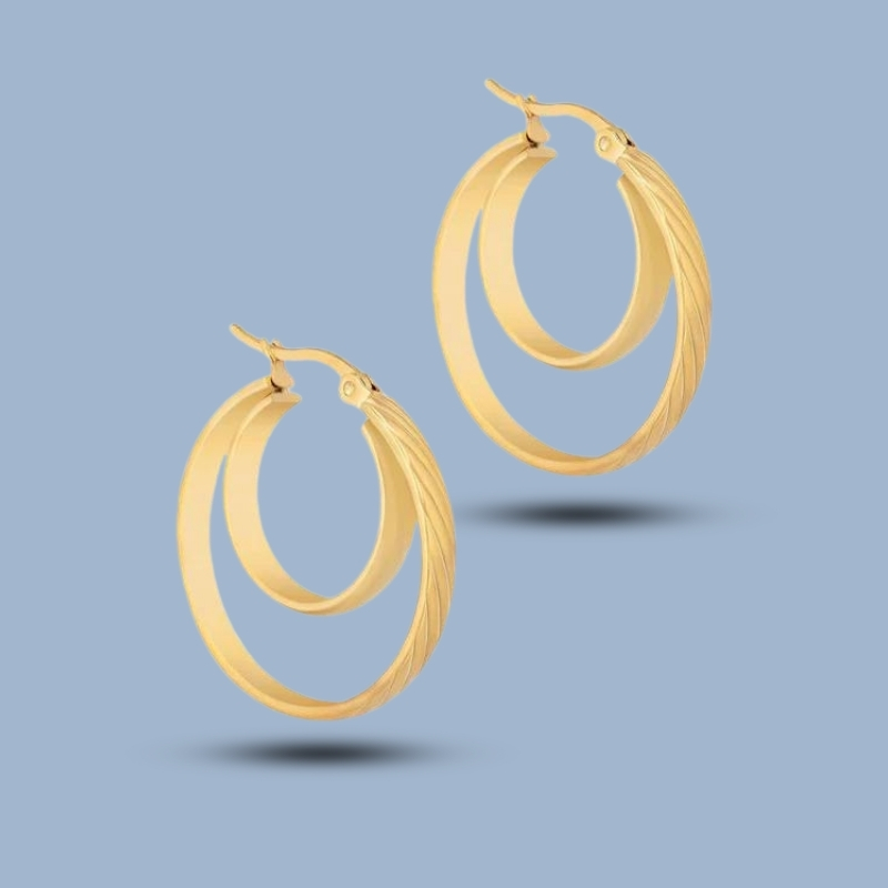 Tow Layered 925 Sterling Silver French Lock Hoop Earrings 925She326