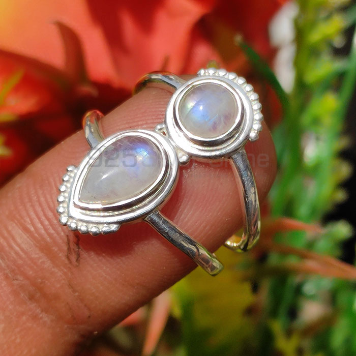 Tow Rainbow Moonstone Ring In Sterling Silver Jewelry SSR89-1_1