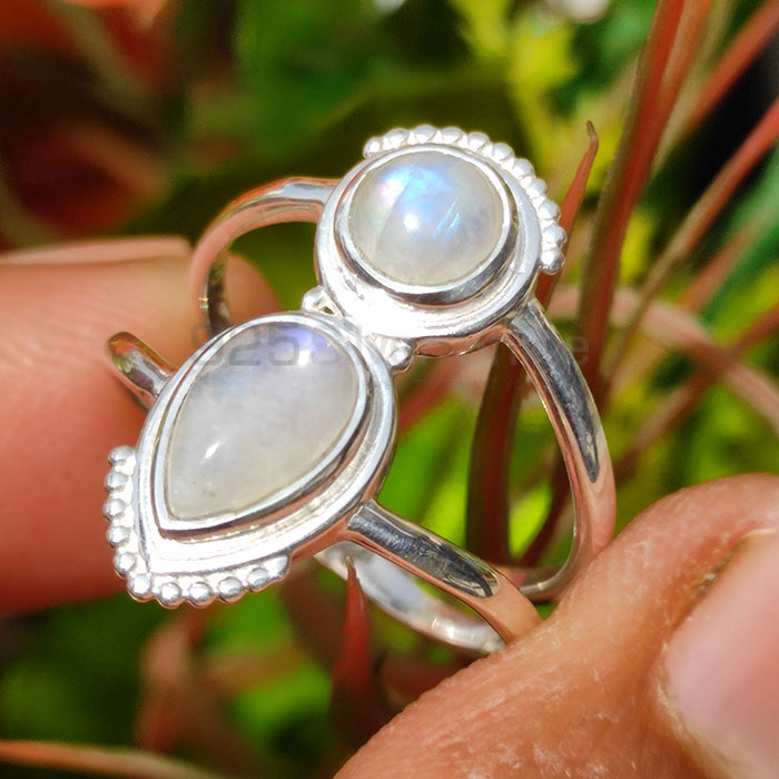 Tow Rainbow Moonstone Ring In Sterling Silver Jewelry SSR89-1_2