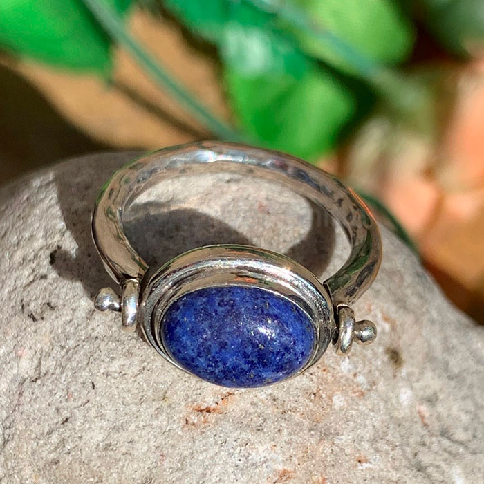 Tow Side Turquoise-Lapis Lazuli Gemstone Ring In Sterling Silver SSR170_1