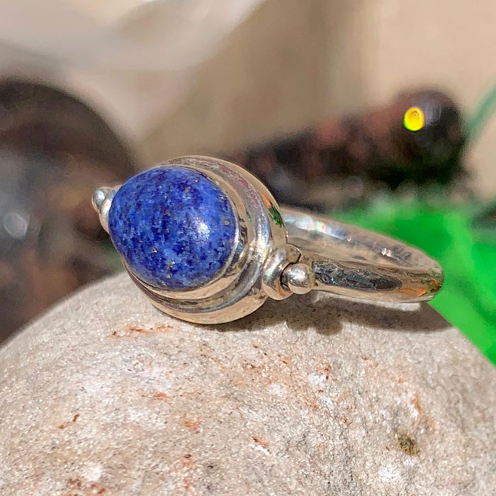 Tow Side Turquoise-Lapis Lazuli Gemstone Ring In Sterling Silver SSR170_2