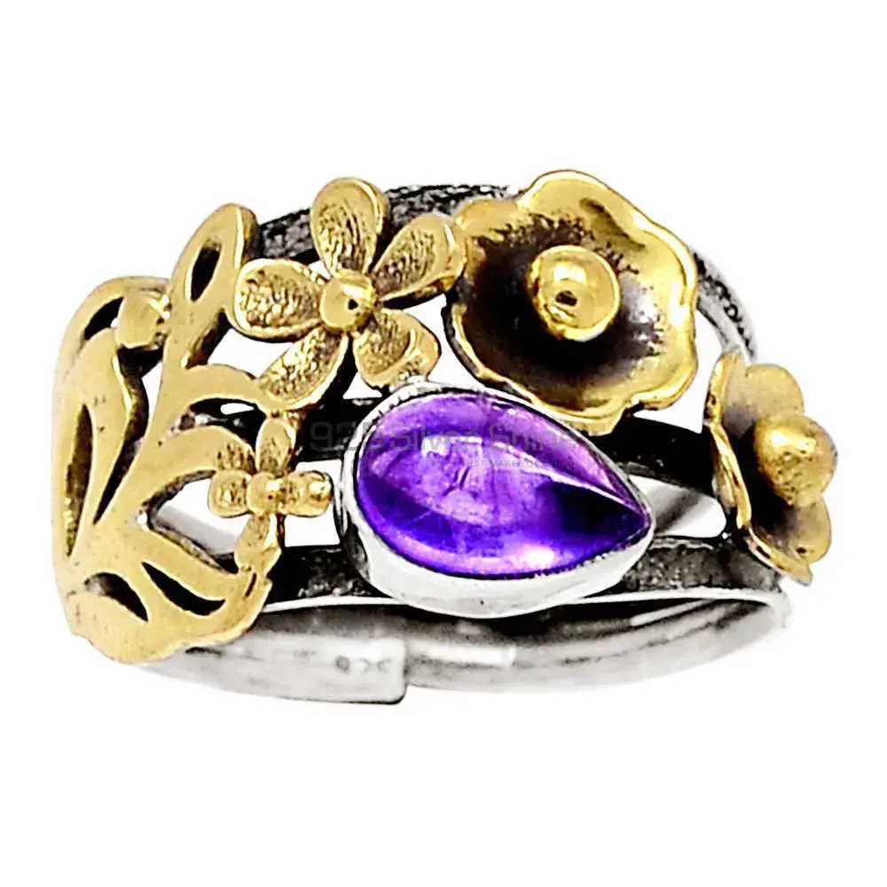 Tow Tone Sterling Silver Amethyst Rings 925SR2374