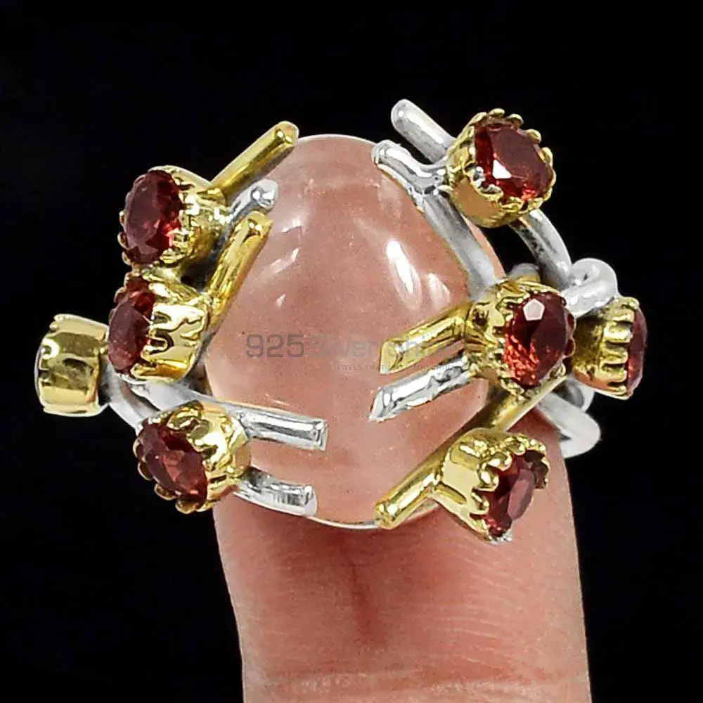 Tow Tone Sterling Silver Rings In Natural Gemstone 925SR2221