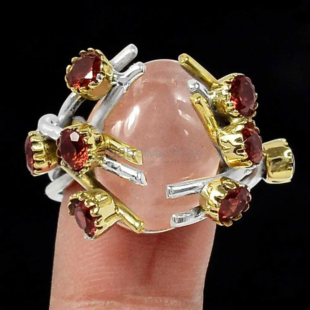Tow Tone Sterling Silver Rings In Natural Gemstone 925SR2221_0