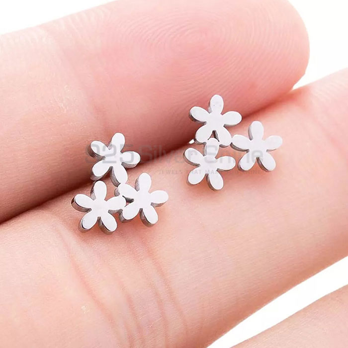 Tree Stand Flower Stud Earring In Sterling Silver FWME201_0