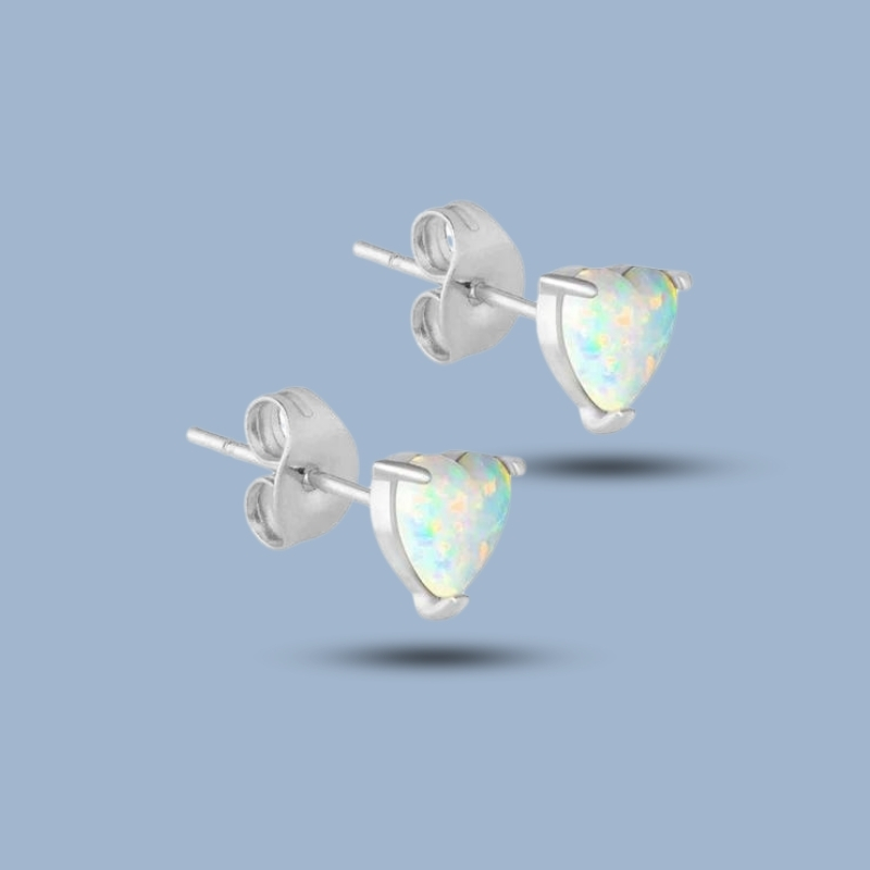 Trillion Ethiopian Opal Gemstone With 925 Sterling Silver Minimalist Stud Earring 925She166_0