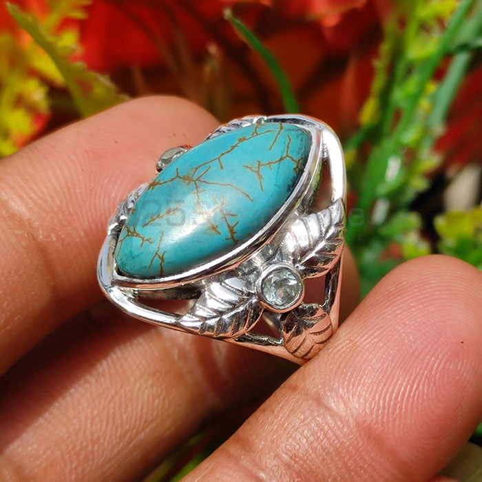 Turquoise-Blue Topaz Marquise Gemstone Ring In 925 Sterling Silver SSR55_2