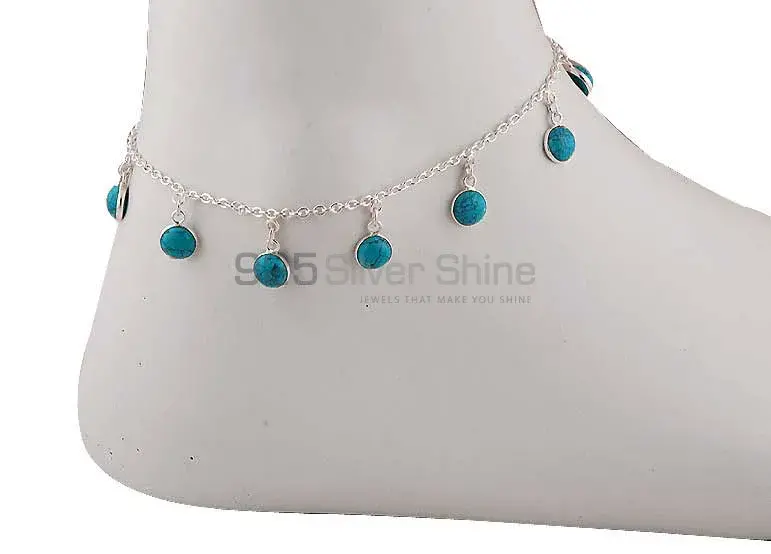 Turquoise Gemstone Anklet in 925 Sterling Silver Jewelry 925ANK139