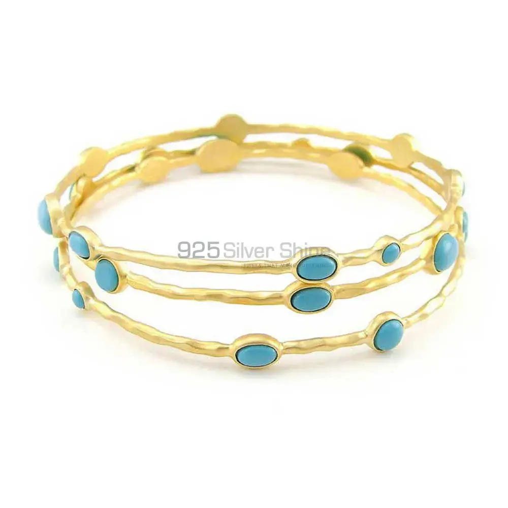 Turquoise Gemstone Bracelet In 925 Sterling Silver Gold Vermeil 925SSB10