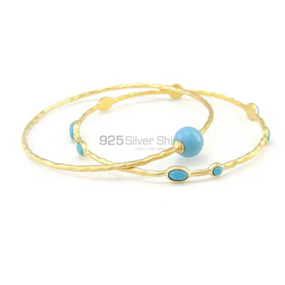 Turquoise Gemstone Bracelet In Gold Vermeil 925 Sterling Silver Jewelry 925SSB11