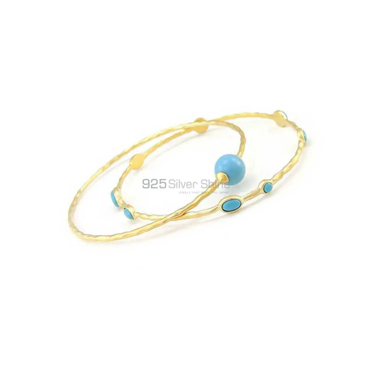 Turquoise Gemstone Bracelet In Gold Vermeil 925 Sterling Silver Jewelry 925SSB11_0