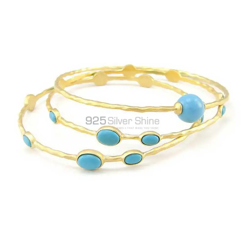 Turquoise Gemstone Bracelet In Gold Vermeil 925 Sterling Silver Jewelry 925SSB11_1