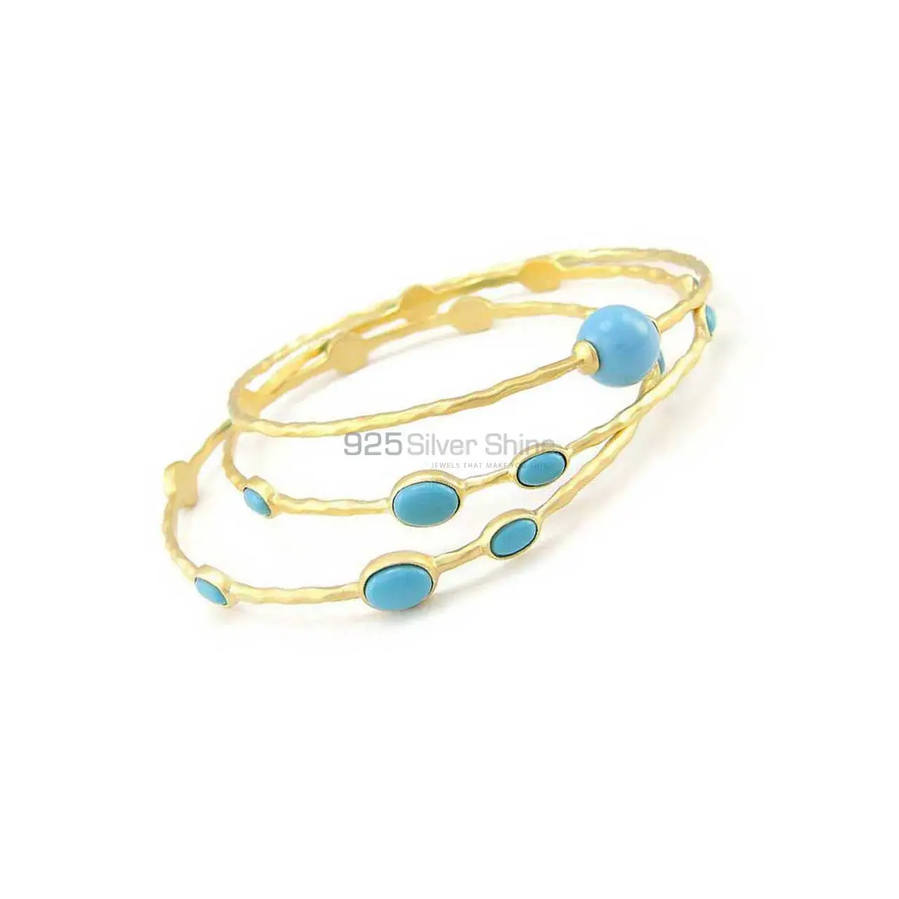 Turquoise Gemstone Bracelet In Gold Vermeil 925 Sterling Silver Jewelry 925SSB11_2