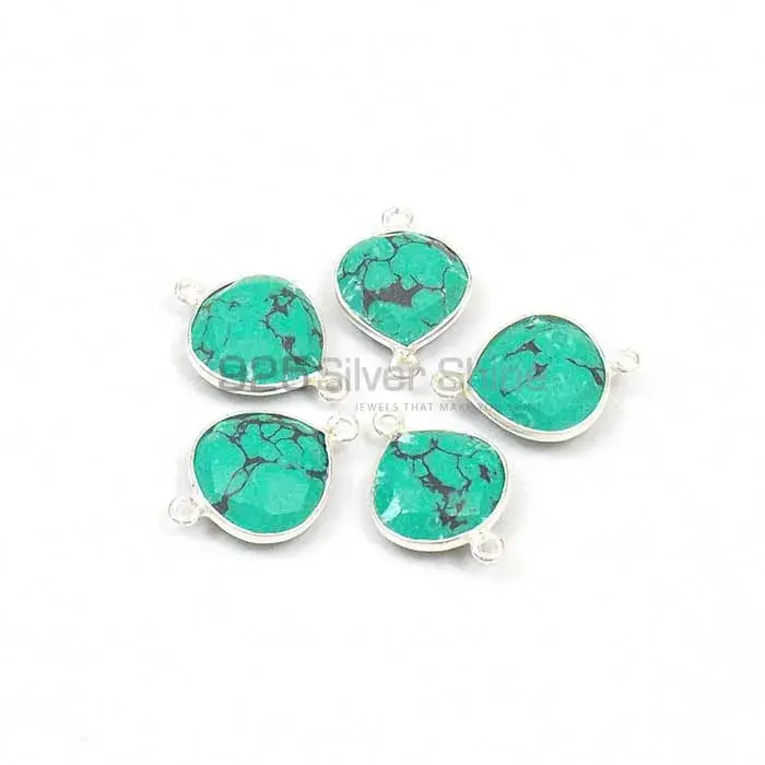 Turquoise Heart Gemstone Double Bail Bezel Sterling Silver Gemstone Connector 925GC359_3