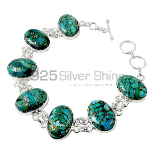 Turquoise Oval Gemstone Bracelets In Sterling Silver Jewelry 925SB376
