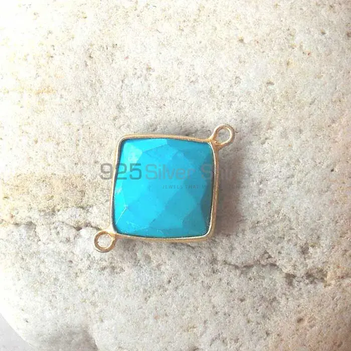 Turquoise Square Gemstone Double Bail Bezel Sterling Silver Gemstone Connector 925GC249_6