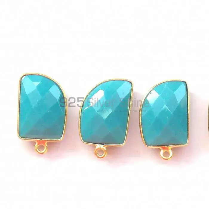 Turquoise Uncut Gemstone Single Bail Bezel Sterling Silver Gold Vermeil Gemstone Connector 925GC346_3