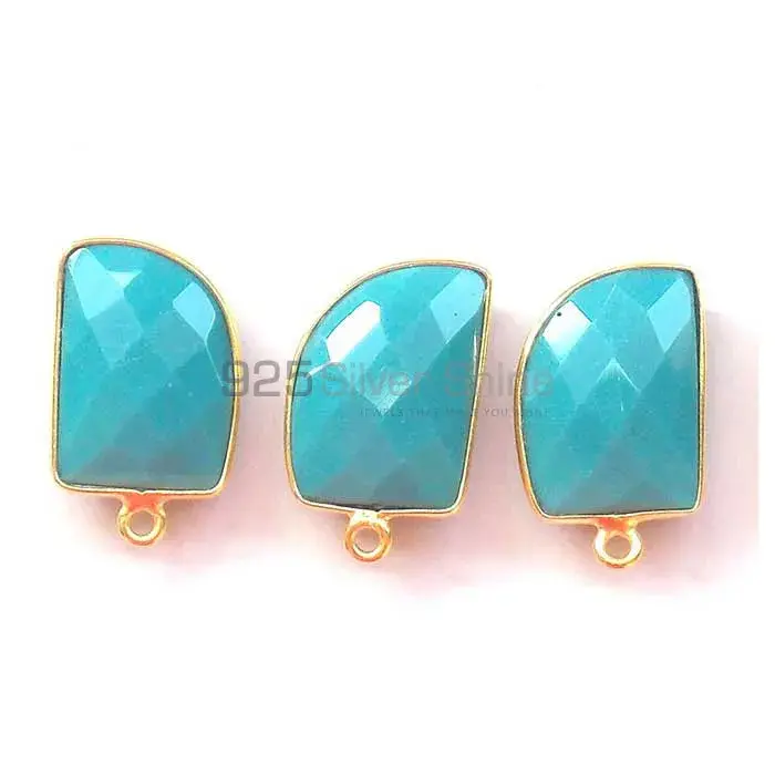 Turquoise Uncut Gemstone Single Bail Bezel Sterling Silver Gold Vermeil Gemstone Connector 925GC346_4