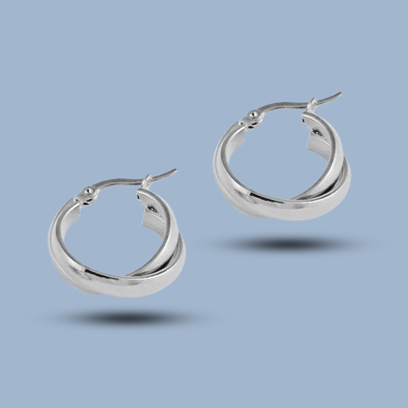 Twisted Double Hoop 925 Sterling Silver Helix Earring Hoop 925She364_0