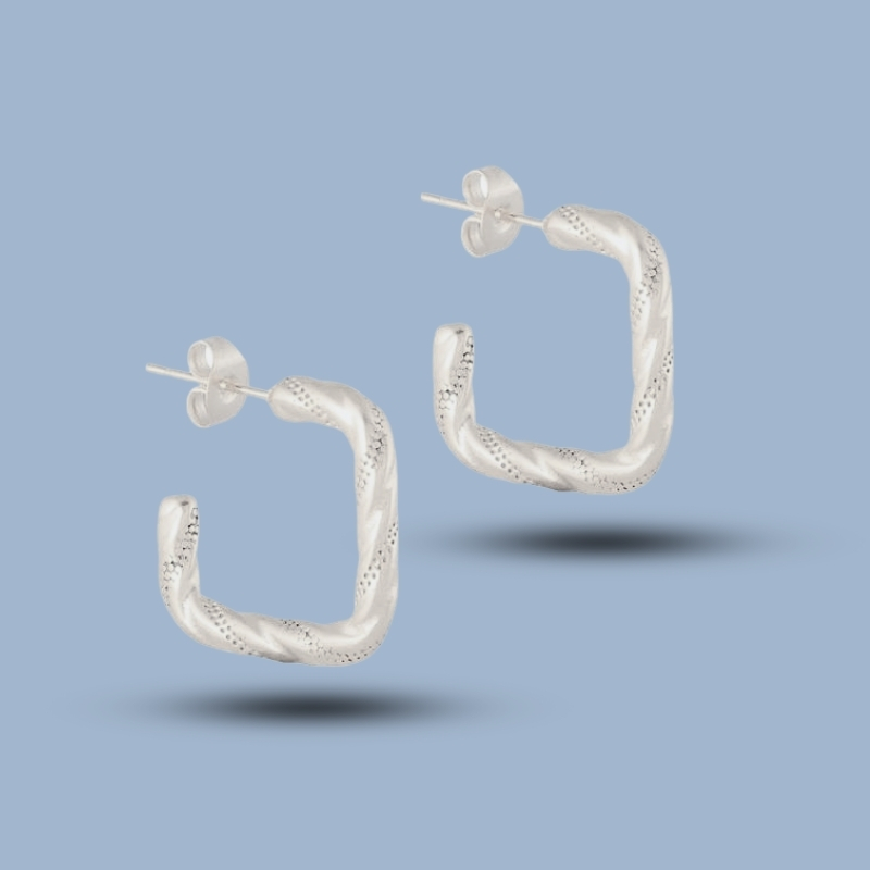 Twisted Geometric 925 Sterling Silver Twisted Hoop Earrings 925She188_0