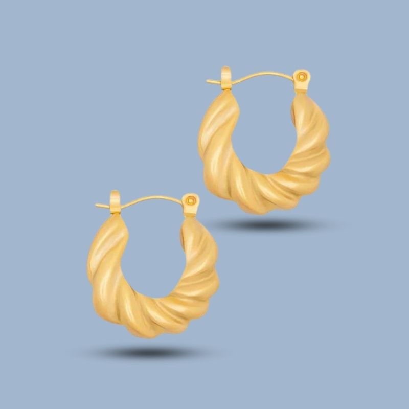 Twisted 925 Sterling Silver Irregular Hoop Earring 925She156