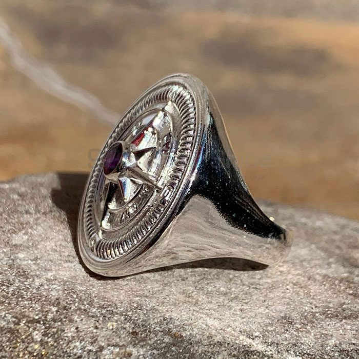 925 Sterling Silver Amethyst Compass Ring SSR187_1