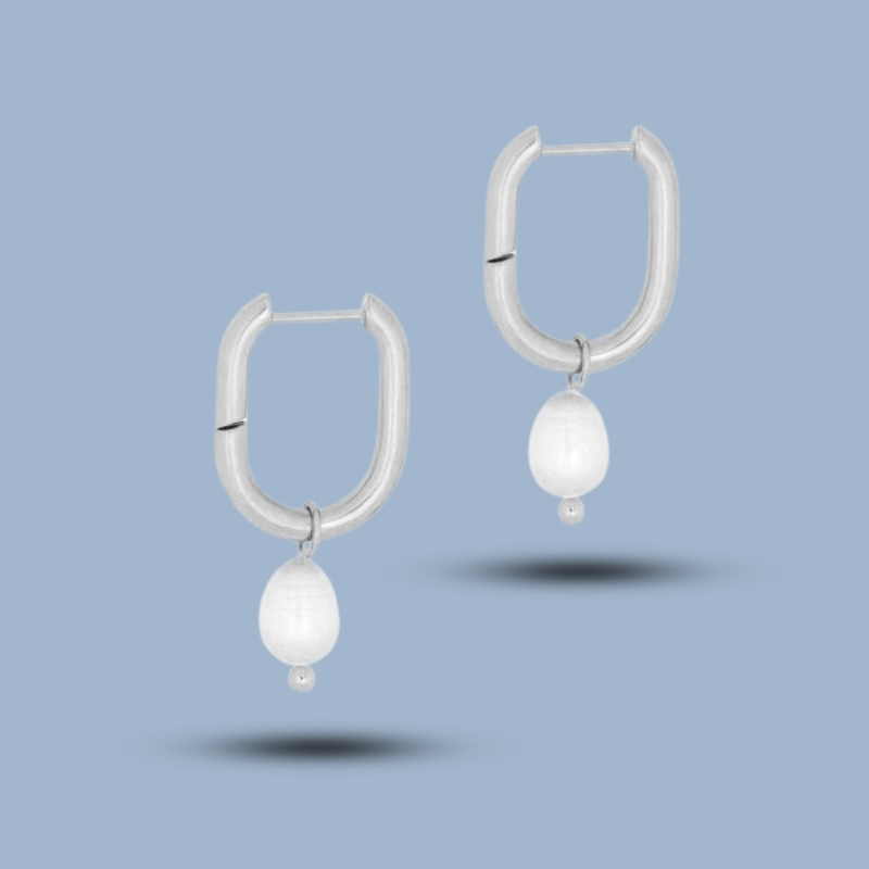 U Shape 925 Sterling Silver Classic Hoops Earring 925She354_0