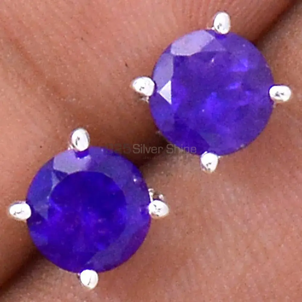 Unique 925 Sterling Silver Earrings In Amethyst Gemstone Jewelry 925SE2694_1