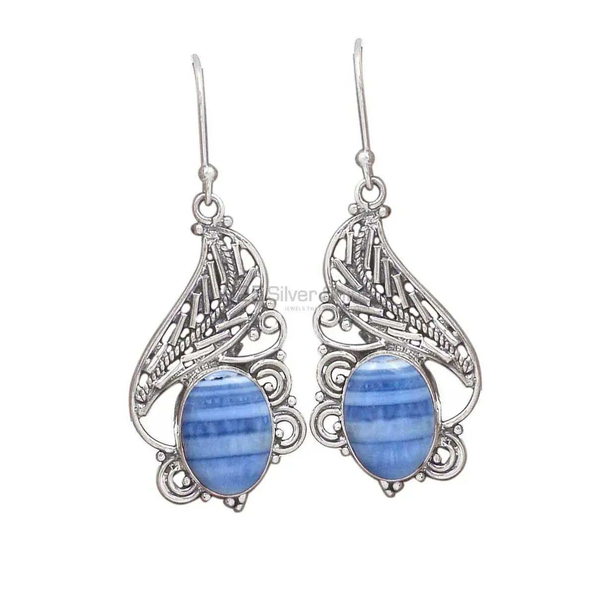 Unique 925 Sterling Silver Earrings In Blue Lace Agate Gemstone Jewelry 925SE2940