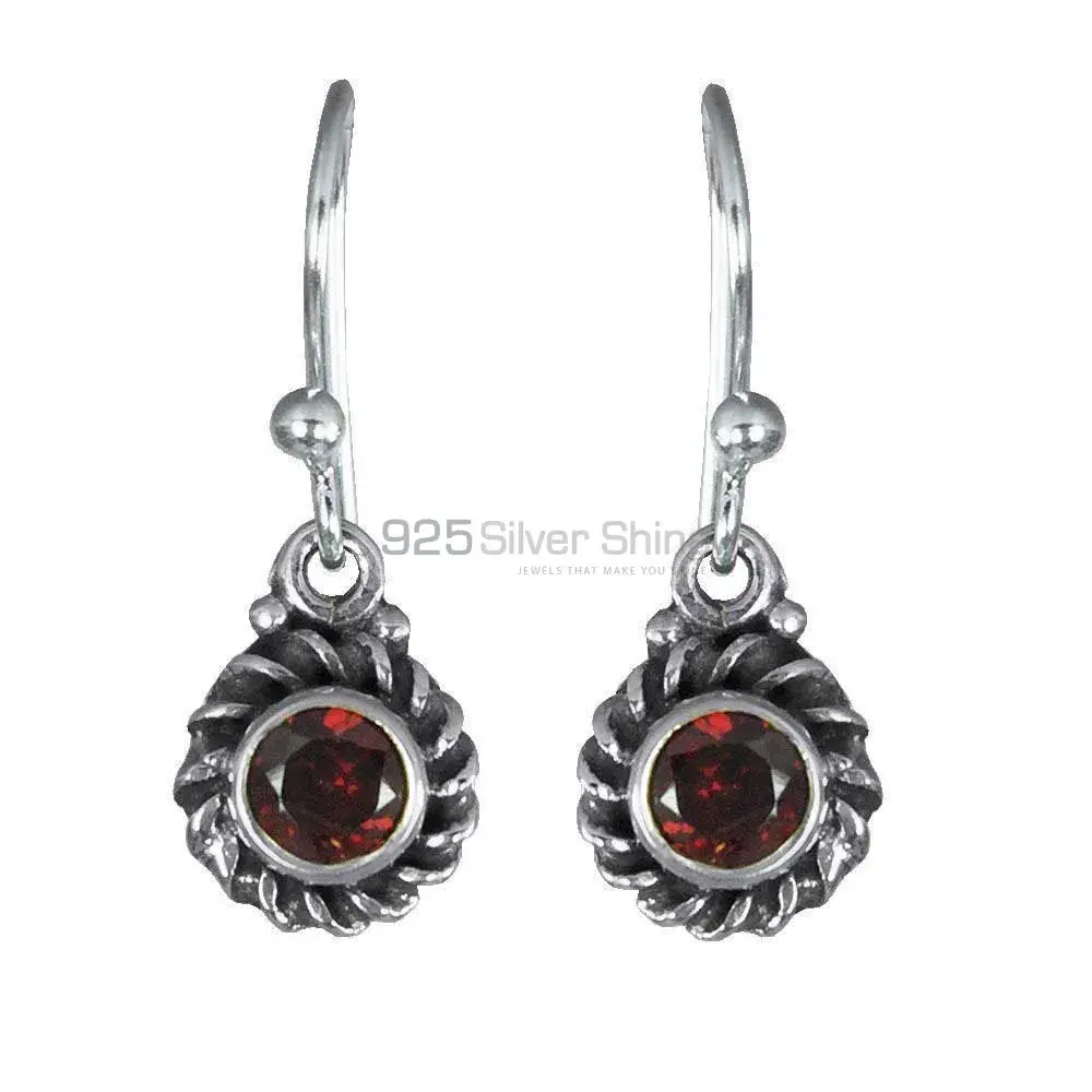 Unique 925 Sterling Silver Earrings In Garnet Gemstone Jewelry 925SE1372