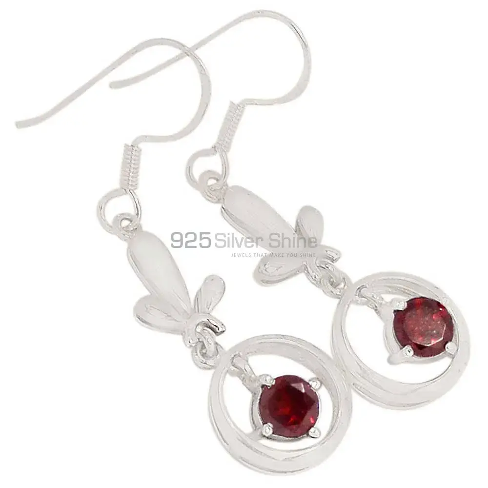 Unique 925 Sterling Silver Earrings In Garnet Gemstone Jewelry 925SE354