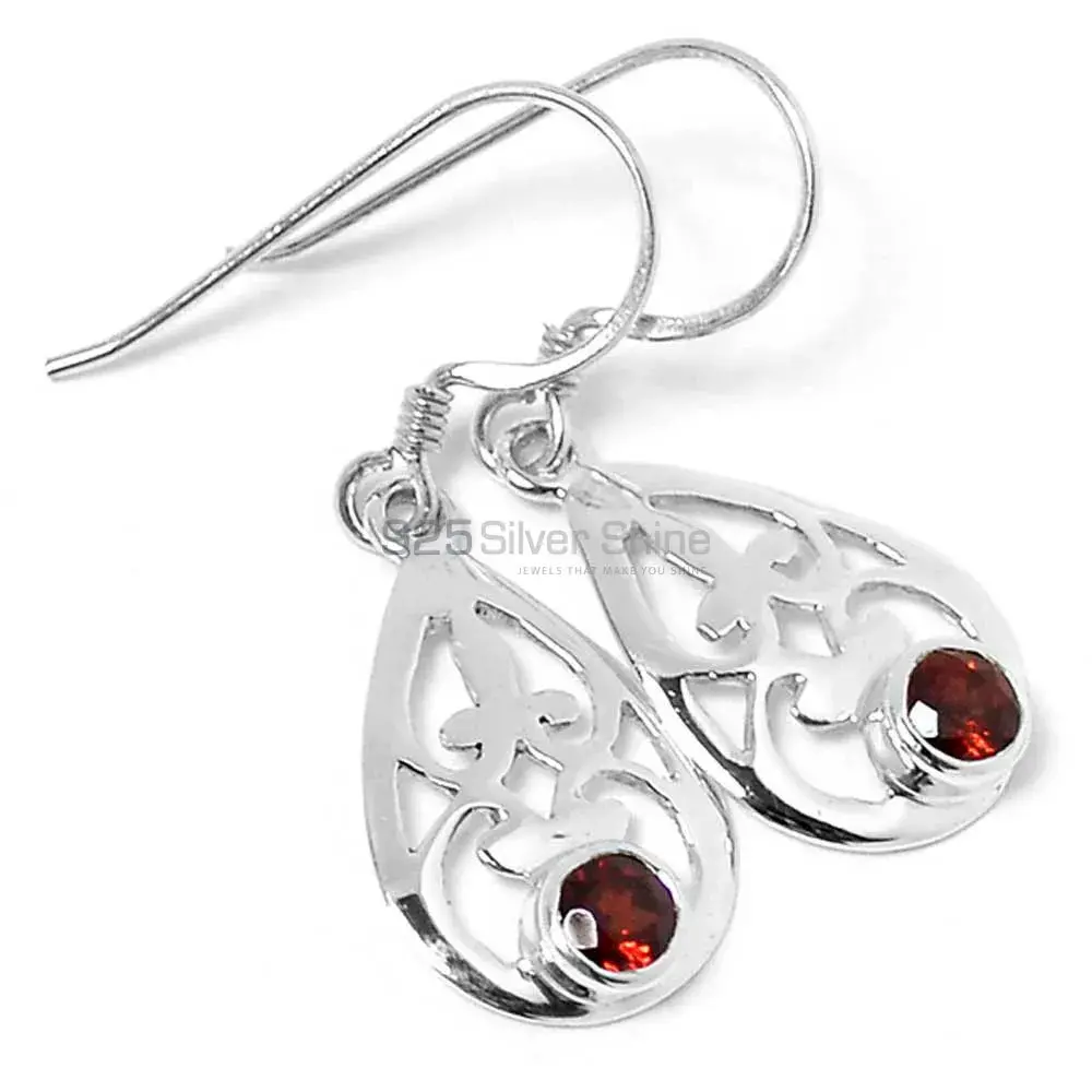925 Sterling Silver Earrings In Garnet Gemstone Jewelry 925SE512_0