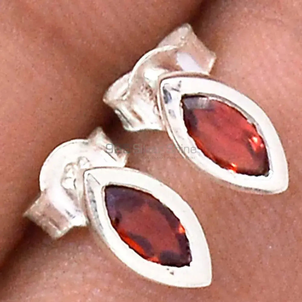 925 Sterling Silver Earrings In Garnet Gemstone Jewelry 925SE670_0